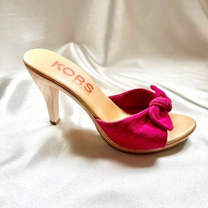 Vintage KORS Michael Kors Pink Suede and Wood Heel Sandals